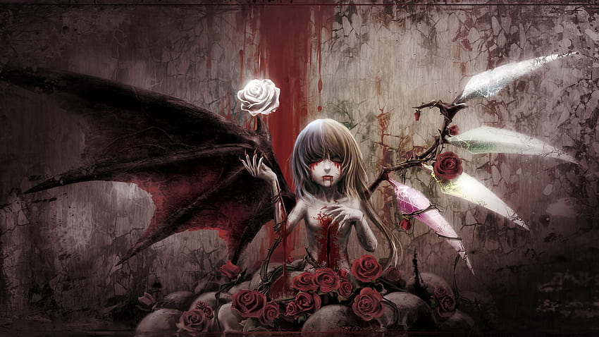 Touhou karanlık vampir kan iblisi fantezi kanatları. . 24252 HD duvar kağıdı