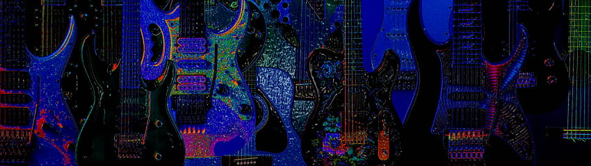 Trippy Guitars Широк екран с два монитора - Китара с два монитора - - , Музика с два монитора HD тапет