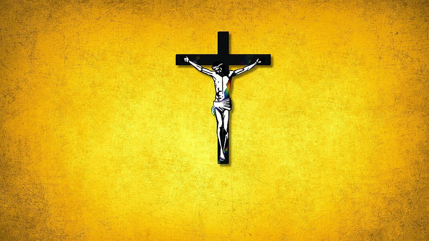 Jesus Christ On Cross With Yellow HD wallpaper