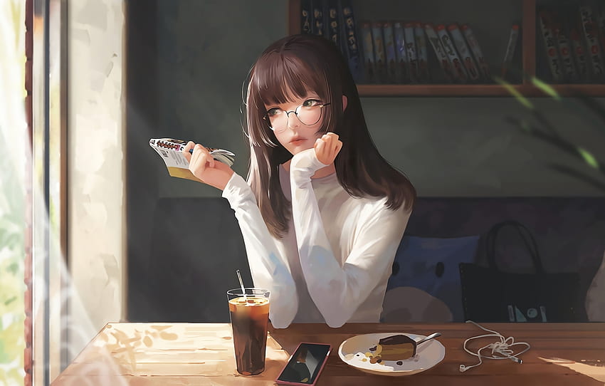 Süß, Anime-Mädchen, Kunstwerk, Frühstück HD-Hintergrundbild