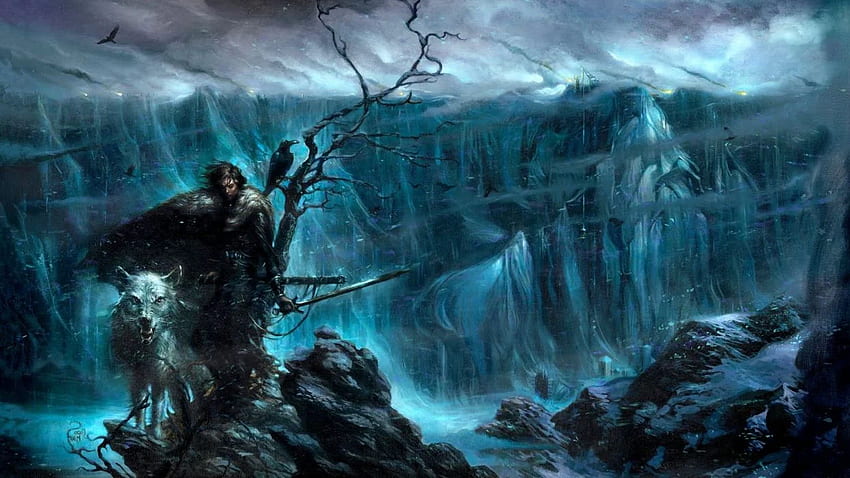 Obra de arte Direwolves arte de fantasía Game Of Thrones Jon Snow Nights Watch, Game of Thrones the Wall fondo de pantalla