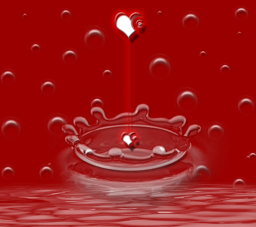 Glühendes Herz ......, glühend, Liebe, rot, Blasen, Herz, Wasser HD-Hintergrundbild