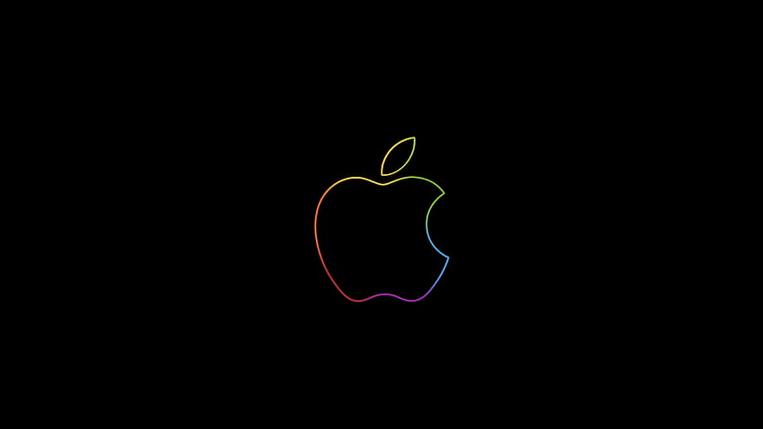 Logotipo da Apple, Colorido, Contorno, Fundo preto, iPad, Tecnologia, Logotipo da Apple papel de parede HD