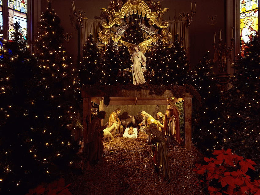 Beautiful Scene Of Christmas Night With The Birth Of Baby Jesus, Jesus Nativity Christmas HD wallpaper