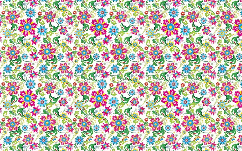 Tekstur, biru, merah muda, bunga, hijau, kertas, pola Wallpaper HD