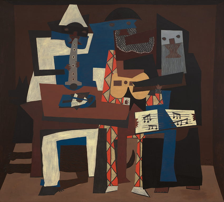 Pablo Picasso. Three Musicians. Fontainebleau, summer 1921, Picasso Music HD wallpaper