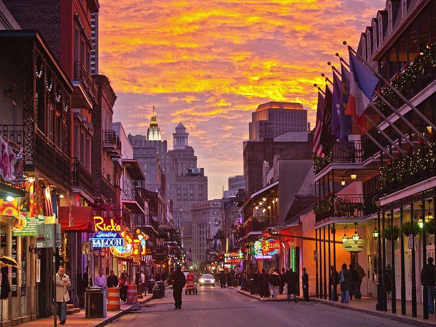Bourbon Street, New Orleans, Louisiana. Usa travel destinations, New orleans city, Bourbon street HD wallpaper
