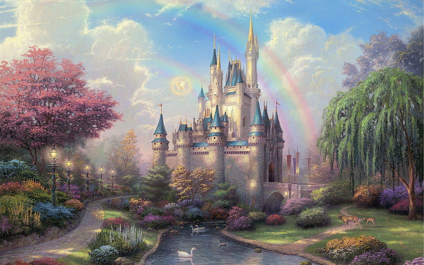 Disney Castle Cartoon, różowy zamek księżniczki Tapeta HD