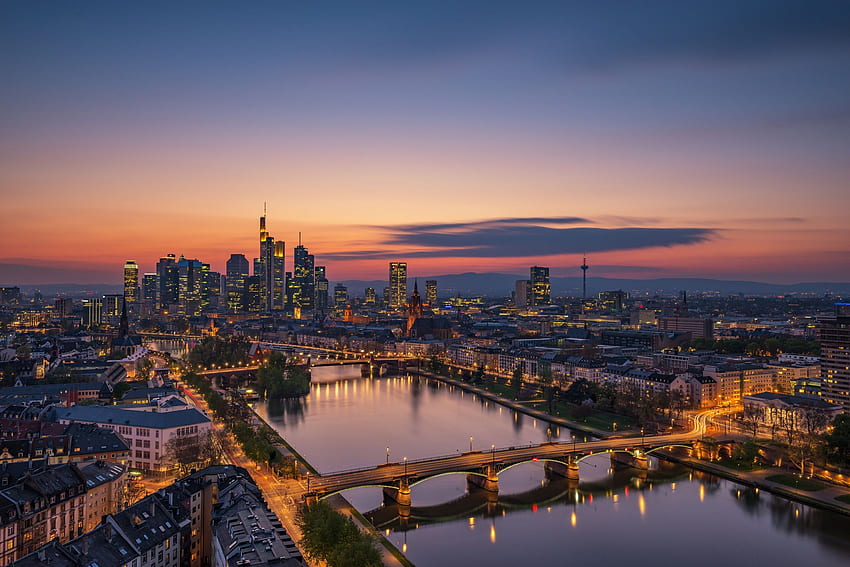 Título Feito pelo Homem Cidades de Frankfurt Cidade da Alemanha - Frankfurt Skyline Sunset - - papel de parede HD