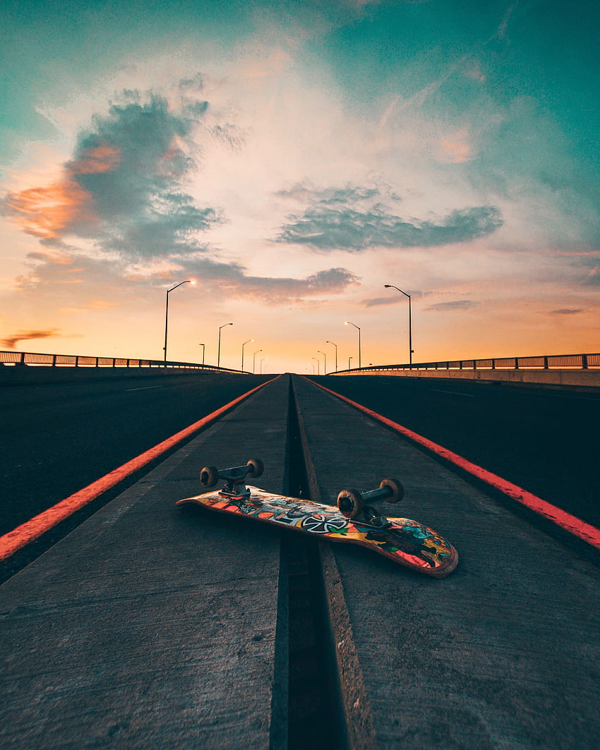 Skateboard, Sports, Sky, Road, Markup HD phone wallpaper