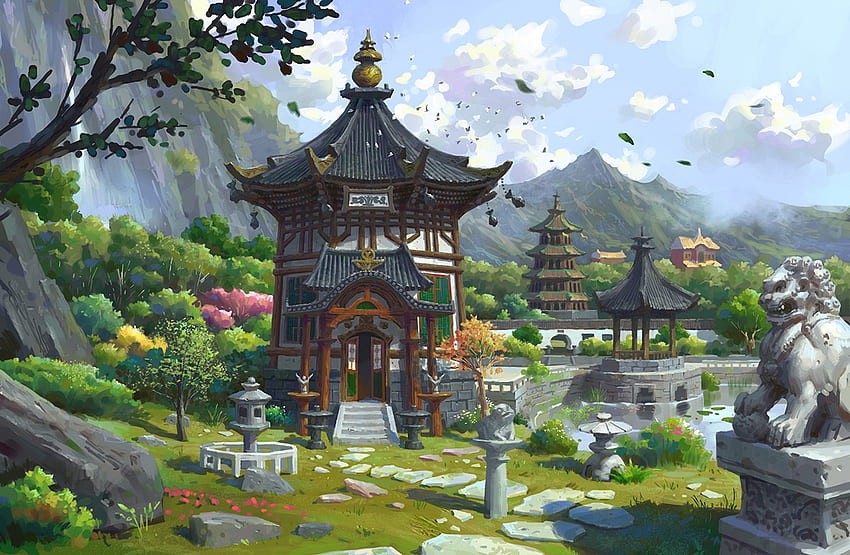 Palace, lee b, fantasy, art, temple, luminos HD wallpaper