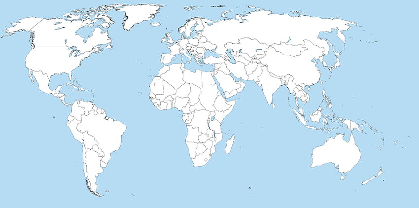 pusta mapa świata z oceanami zaznaczonymi na niebiesko, nadająca się do wykorzystania w wysokiej rozdzielczości [] dla Twojego telefonu komórkowego i tabletu. Przeglądaj mapę świata w wysokiej rozdzielczości. Wysoka rozdzielczość Tapeta HD