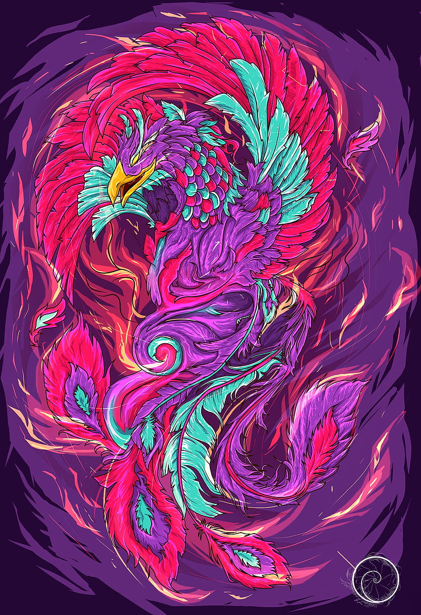 Art, Vector, Bright, Bird, Colorful, Colourful, Phoenix HD phone wallpaper