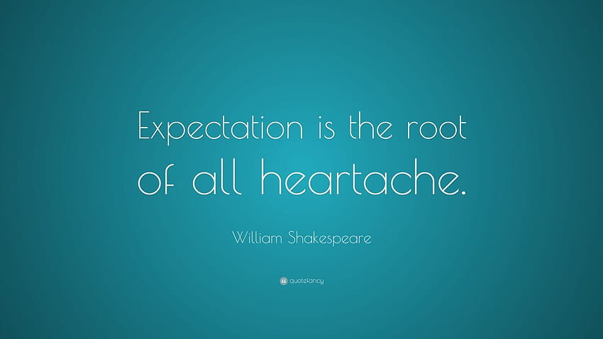 Cita de William Shakespeare: “La expectativa es la raíz de todo dolor de corazón”. Frases de william shakespeare, Frases de shakespeare, Poemas, Shakespeare fondo de pantalla