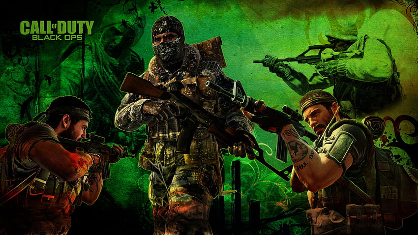 black ops, green, gry wideo, broń, żołnierze, wezwanie do służby Tapeta HD