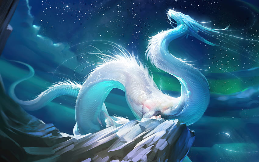 Mythische Drache-Seeschlangen-Entschließung, Hintergrund und niedlicher Wasser-Drache HD-Hintergrundbild