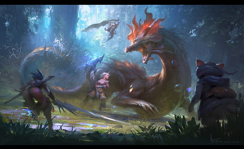 fantasy art, Dragon, Monster Hunter, Kirin / HD wallpaper