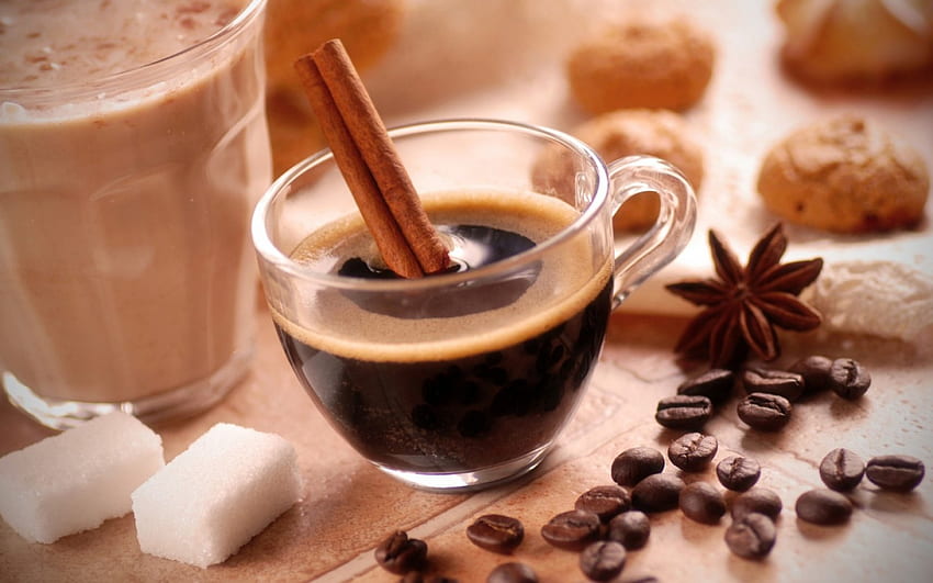 Кафе, кафяво, чаши, чаша, кафе на зърна, напитка, напитки HD тапет
