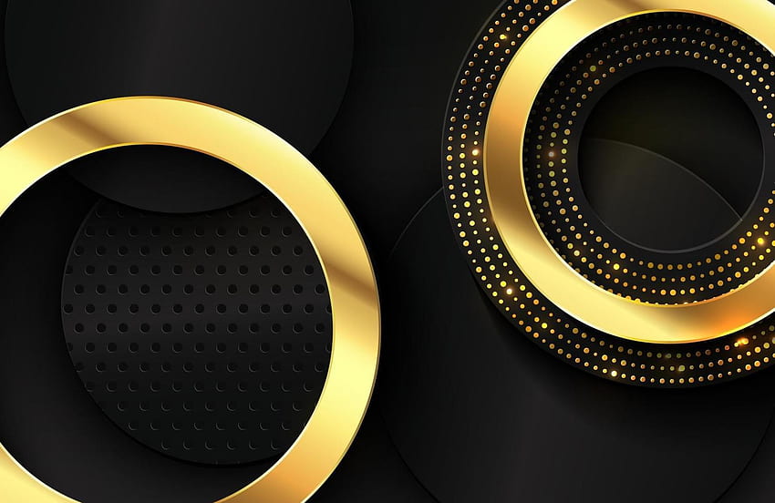 Luxury elegant background with shiny gold circle element and dots particle  on dark black metal surface Elegant Abstract background design 2378045  Vector Art at Vecteezy, Black Metal Abstract HD wallpaper | Pxfuel