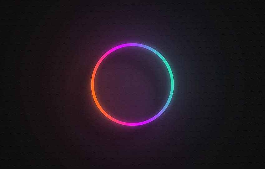 round, gradient, neon, sign, neon gradient, neon circle, neon rainbow circle for , section минимализм HD wallpaper