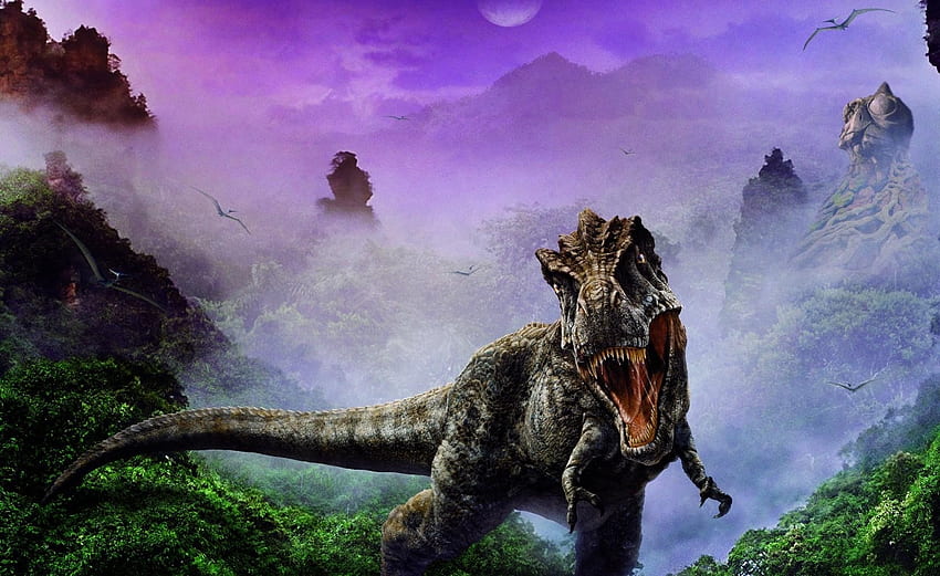 Fantasy, Fog, Fangs, To Fall, Mouth, Dinosaur HD wallpaper