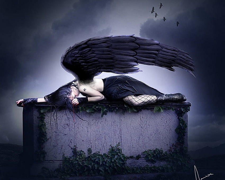 Sleeping Dark Angel from Angels . Gothic, Sad Gothic HD wallpaper