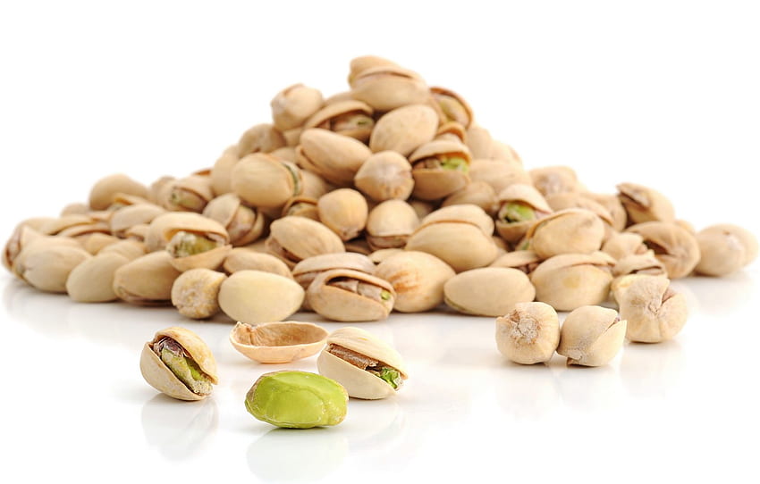 white background, nuts, a lot, delicious, pistachios for , section еда HD wallpaper