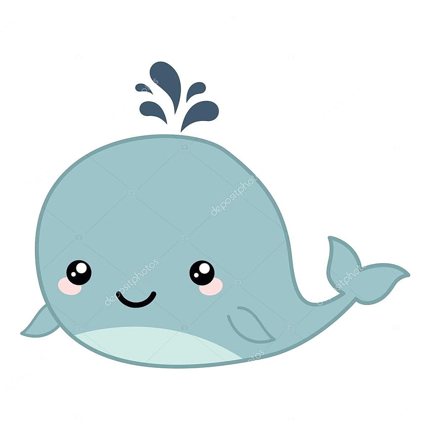 스톡 일러스트레이션 Cute Cartoon Whale Clipart. 만화 고래, 고래 , 바다 HD 전화 배경 화면