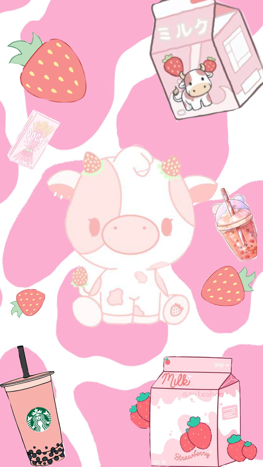 Крава, розово, животно HD тапет за телефон