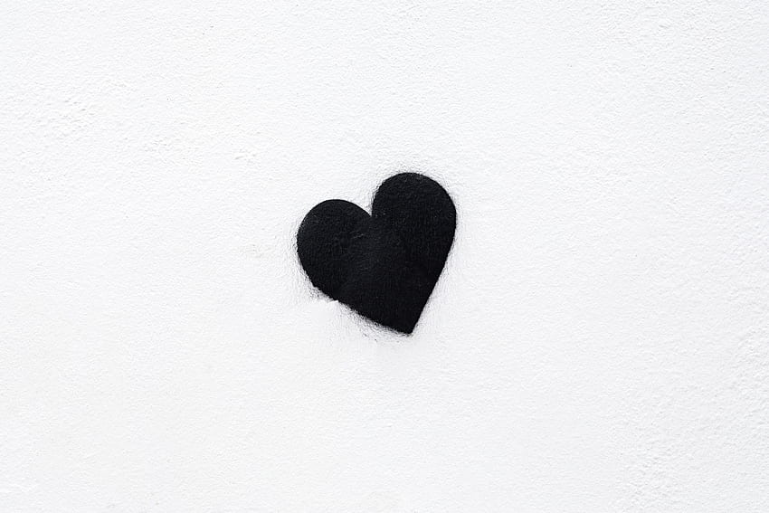 heart, bw, love, black, white, minimalism background HD wallpaper