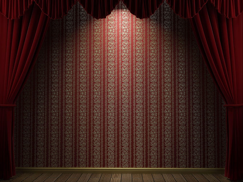 Tirai Panggung, Tirai Merah Tua Wallpaper HD