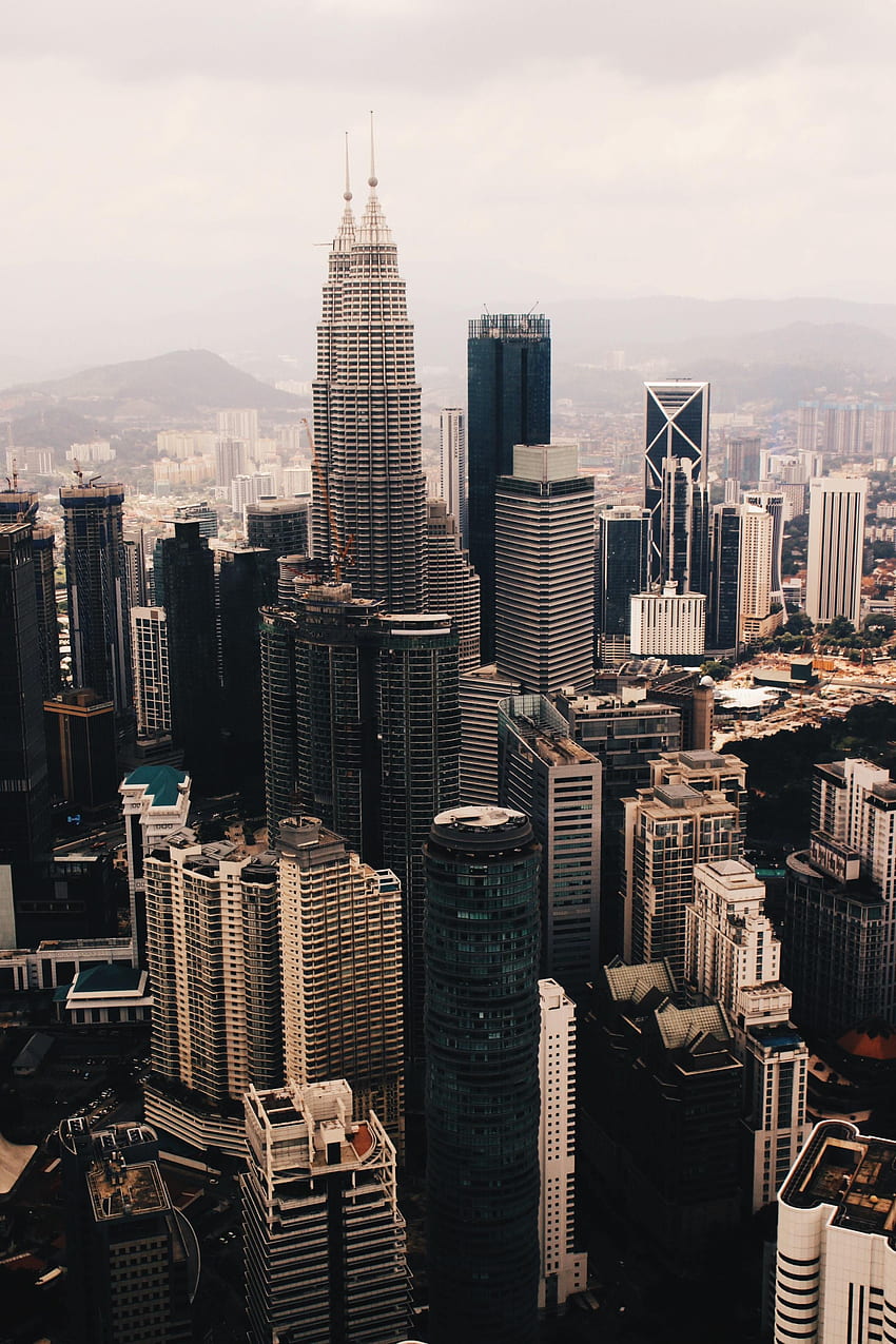 Miasta, architektura, miasto, budynek, widok z góry, Kuala Lumpur, Malezja Tapeta na telefon HD