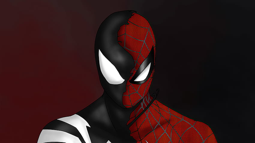 Spider Man Custom Symbiote Traje rojo Resolución dividida, y computadora Red Man fondo de pantalla