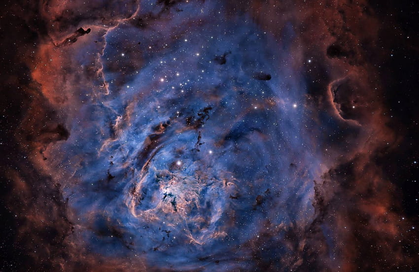 The Lagoon Nebula in Hydrogen, Sulfur, and Oxygen, nebula, galaxy, fun, space, cool, stars HD wallpaper