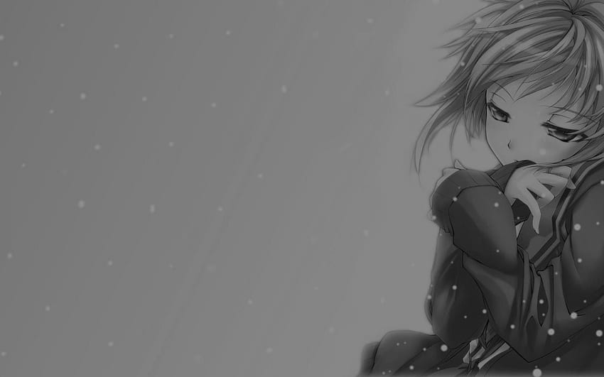 Grayscale anime simple background girls HD wallpaper