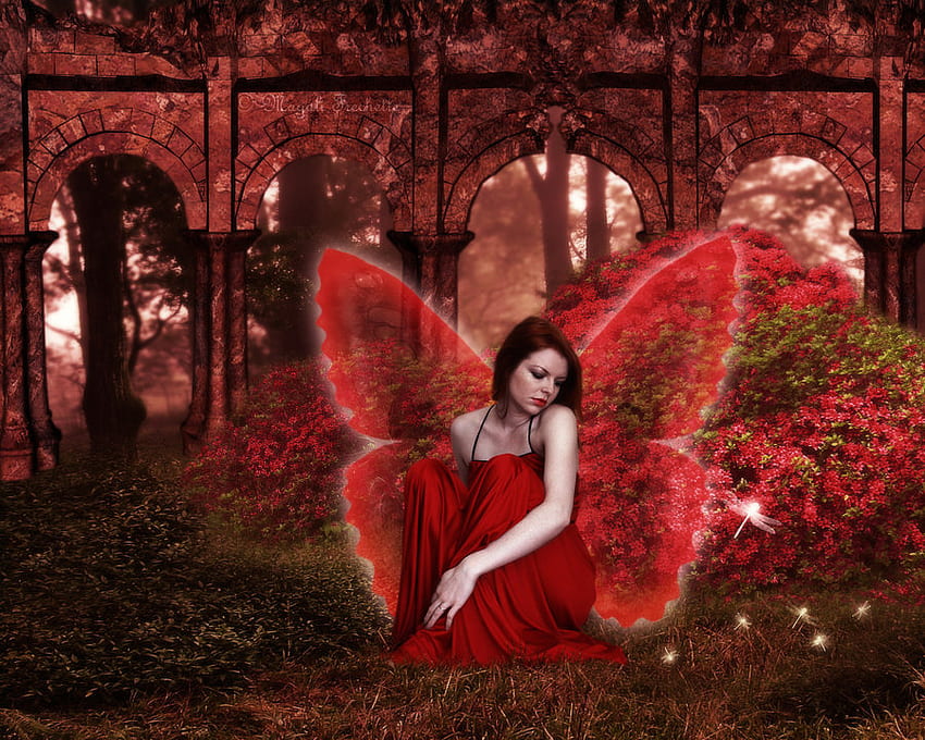 Red Fairy, fada, linda, fantasia papel de parede HD