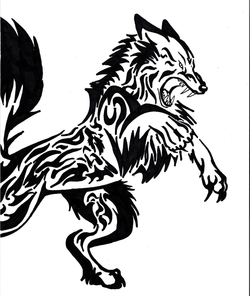 Wolf and stars tribal  Tribal wolf tattoo Celtic wolf tattoo Wolf tattoo  design