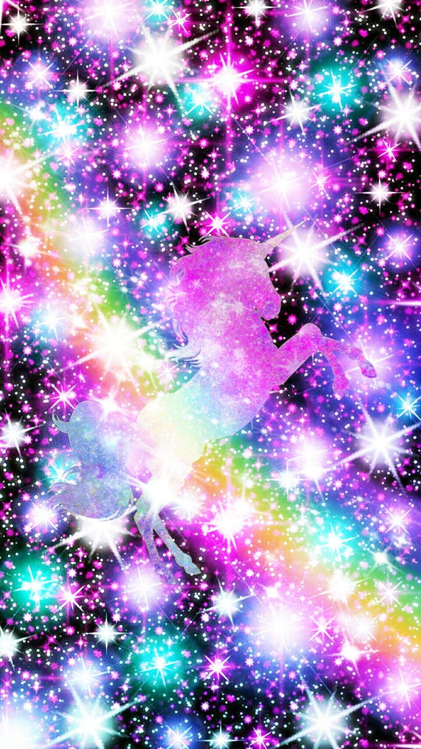 Glittery unicorn, made by me. Phone background in 2019, Rainbow Glitter ...