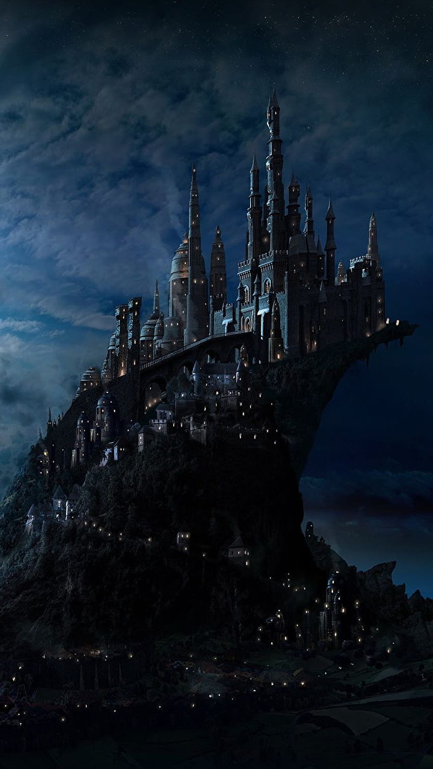 Harry Potter Hogwarts Fantasy Castles Moon Movies HD phone wallpaper