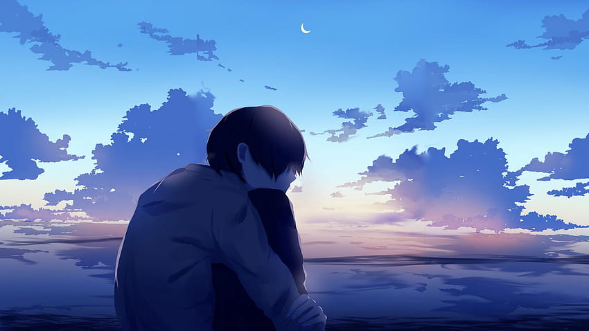 소년, 혼자, 슬픈, 애니메이션 16:9 배경, Lonely Sad Anime HD 월페이퍼