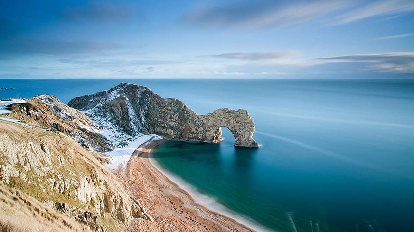 Durdle Door Nel Dorset In Inghilterra. Grafico del mare, paesaggio dell'oceano, paesaggio della spiaggia Sfondo HD