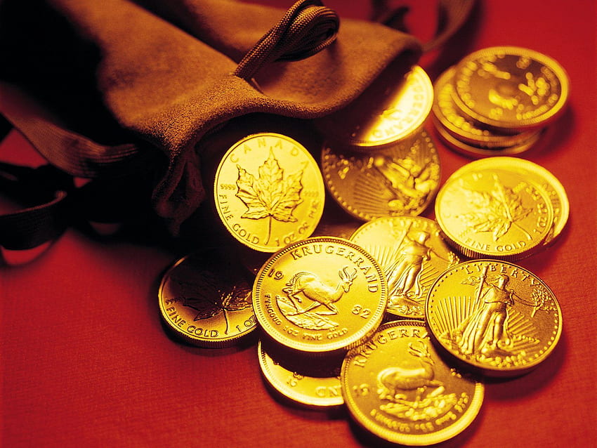 Goldmünzen, Goldbarren HD-Hintergrundbild