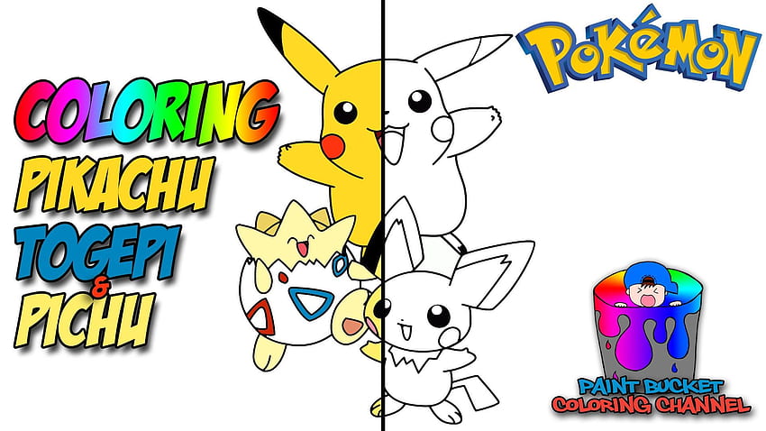Colorare Pikachu Togepi Pichu - Pagina da colorare Pokemon per i bambini Sfondo HD