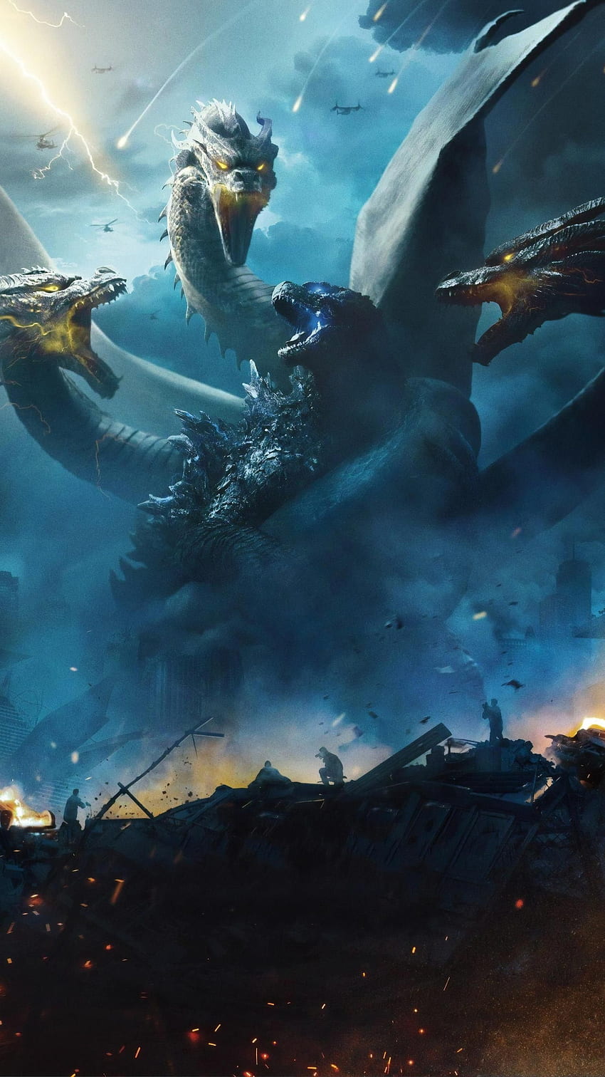 Godzilla : Roi des monstres (2019) Téléphone . Moviemania. Godzilla , Godzilla contre le roi ghidorah, Tous les monstres godzilla Fond d'écran de téléphone HD
