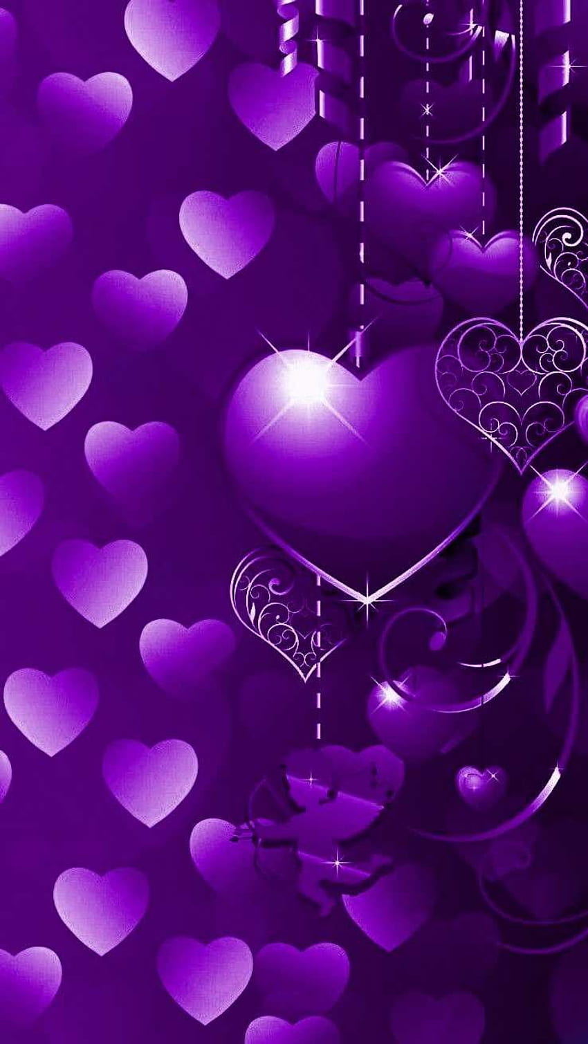 . Coeur violet, coeur, joli, vert et violet Fond d'écran de téléphone HD