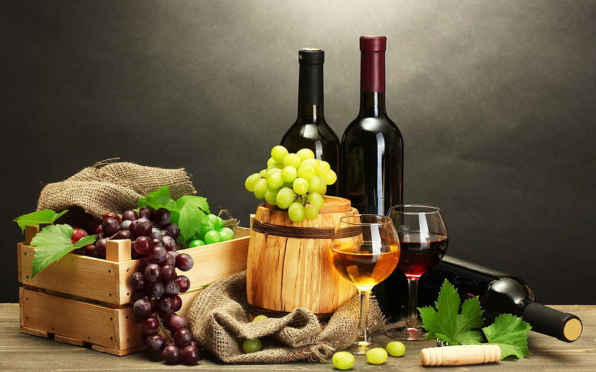 Лозовият сок и бульонът - червено и бяло винено грозде - & фон HD тапет