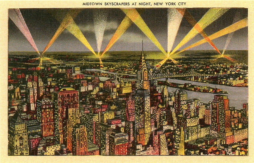 Vintage Postkarte New York City hohe Qualität (1484 x 956) Kunst, alte Postkarte HD-Hintergrundbild