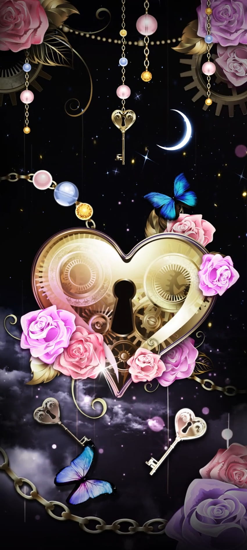 Valentines day, moon, pink, keys, valentine, heart HD phone ...