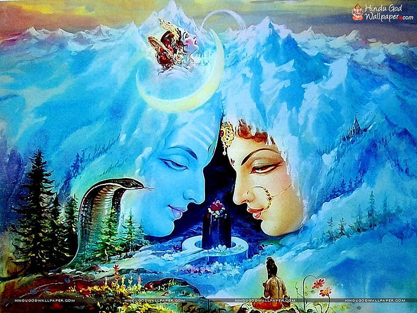 1305_shiv Parvati. Pintura del Señor Shiva, Shiva Parvati, Arte de Ganesha, Shiva Shakti fondo de pantalla