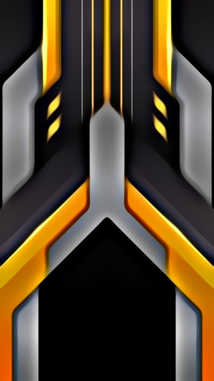 Black gray yellow flat, digital, orange, tech, new, material, texture, cool, design, pattern, gamer HD phone wallpaper
